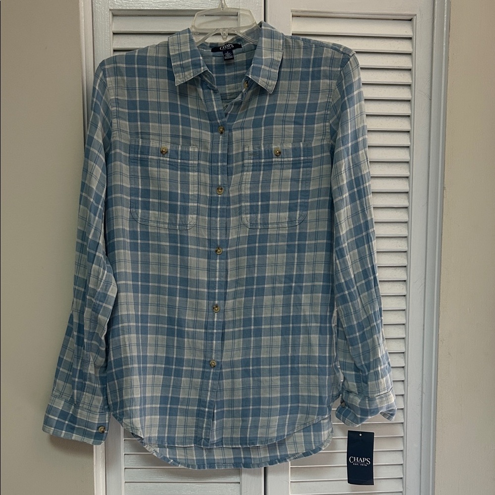 Chaps Light Blue Checkered ladies shirt